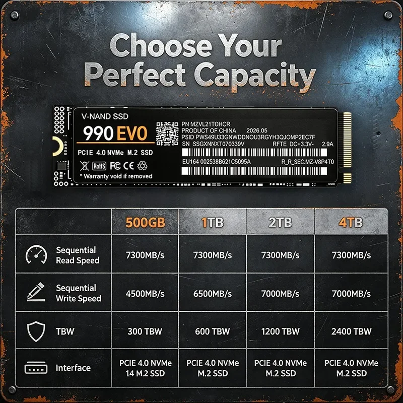 Disque SSD interne 990 EVO NVM - M.2 Nvme 4Tb Pcie 4.0 Ssd avis et prix