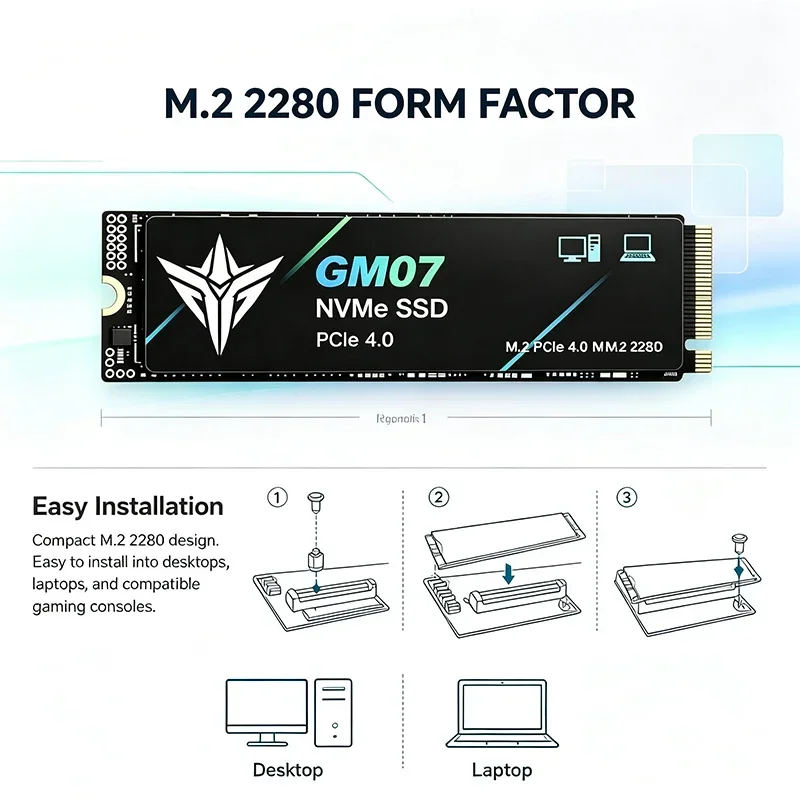 Nouveau disque dur SSD GM07 M2 - M.2 Nvme 4Tb Pcie 4.0 Ssd avis et prix